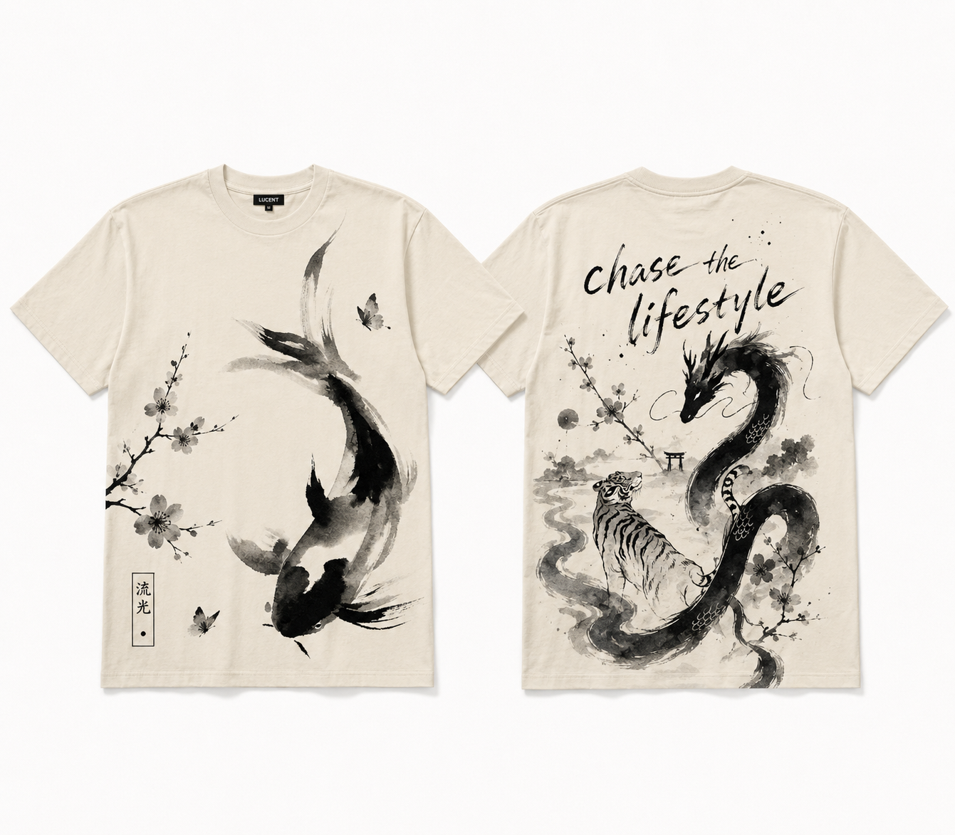 Lucent Lifestyle Sumi-e Koi & Dragon Tee